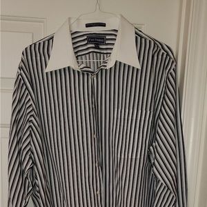 Large Black and White pinstripe Paul Fredrick French Cuff shirt